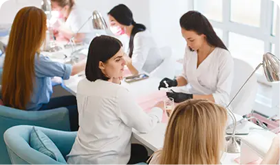 group-girlfriends-relax-manicure-procedure-beauty-salon